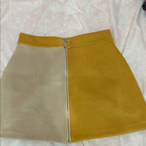Zara Mustard and Beige Mini Skirt